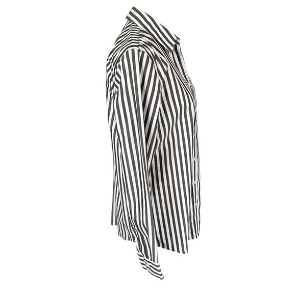 Lands' End black and white striped long sleeve button down boyfriend tunic XS - Picture 3 of 10